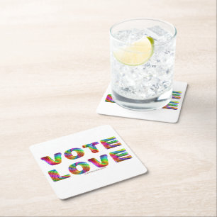 SlipperyJoe's vote love equality gay pride gifts L Square Paper Coaster