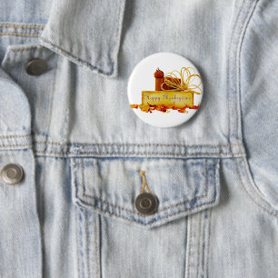 SlipperyJoe's warm festive Thanksgiving vibe rusti 2 Inch Round Button