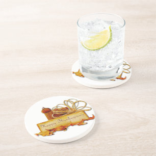 SlipperyJoe's warm festive Thanksgiving vibe rusti Coaster