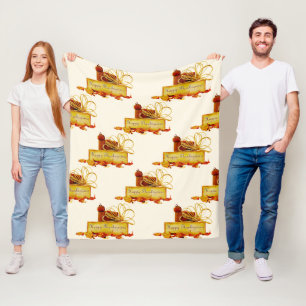 SlipperyJoe's warm festive Thanksgiving vibe rusti Fleece Blanket