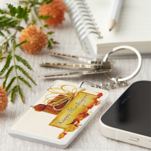 SlipperyJoe's warm festive Thanksgiving vibe rusti Keychain