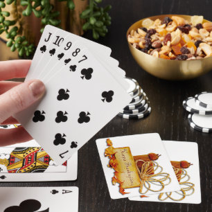 SlipperyJoe's warm festive Thanksgiving vibe rusti Playing Cards