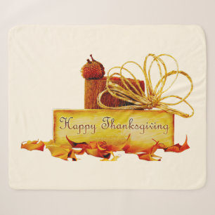 SlipperyJoe's warm festive Thanksgiving vibe rusti Sherpa Blanket