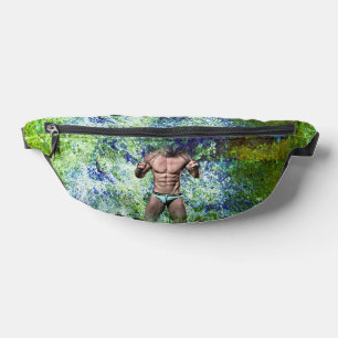 SlipperyJoe's white muscular sexy man speedo black Fanny Pack