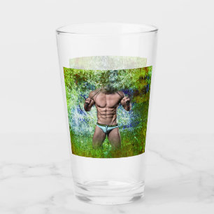 SlipperyJoe's white muscular sexy man speedo black Glass