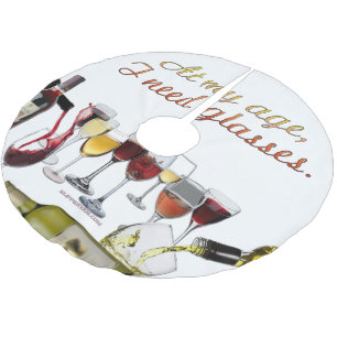 SlipperyJoe's wine drinkware cheeky pun red white Brushed Polyester Tree Skirt