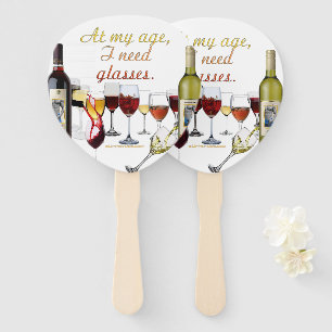 SlipperyJoe's wine drinkware cheeky pun red white Hand Fan