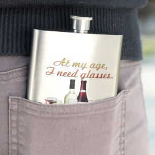 SlipperyJoe's wine drinkware cheeky pun red white  Hip Flask