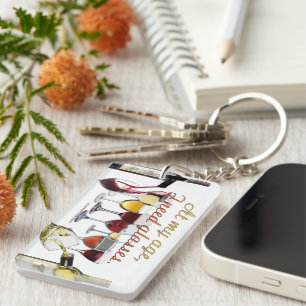 SlipperyJoe's wine drinkware cheeky pun red white  Keychain