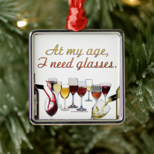 SlipperyJoe's wine drinkware cheeky pun red white  Metal Ornament