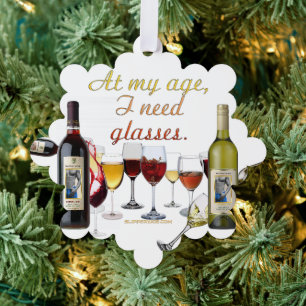 SlipperyJoe's wine drinkware cheeky pun red white  Ornament Card