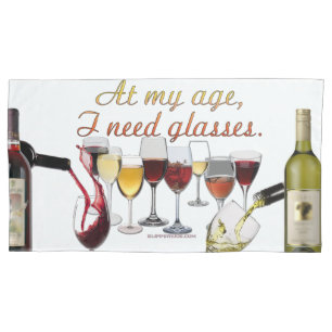 SlipperyJoe's wine drinkware cheeky pun red white  Pillowcase