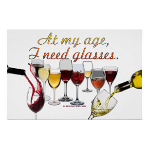 SlipperyJoe's wine drinkware cheeky pun red white Poster