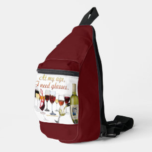 SlipperyJoe's wine drinkware cheeky pun red white  Sling Bag