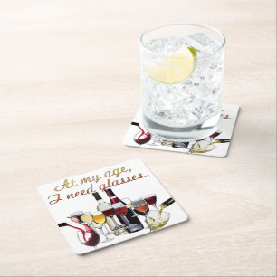SlipperyJoe's wine drinkware cheeky pun red white  Square Paper Coaster