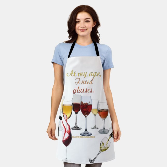 SlipperyJoe's Wine Glasses fermented grapes wine p Apron (Worn)