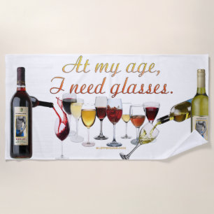 SlipperyJoe's Wine Glasses fermented grapes wine p Beach Towel