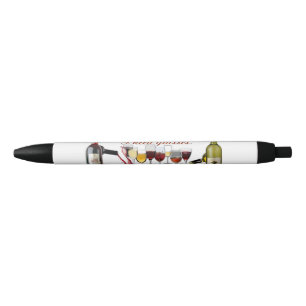 SlipperyJoe's Wine Glasses fermented grapes wine p Black Ink Pen