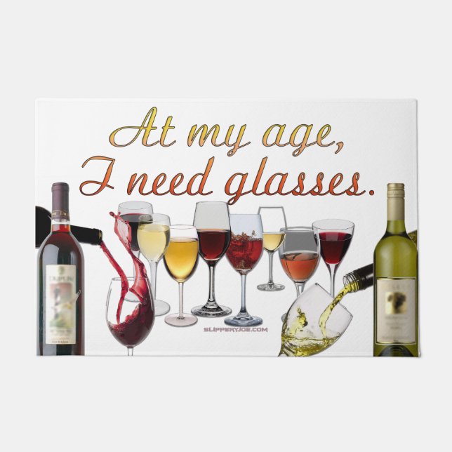 SlipperyJoe's Wine Glasses fermented grapes wine p Doormat (Front)