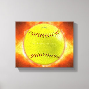 SlipperyJoe's yellow softball fireball flames rasp Canvas Print