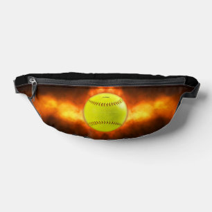 SlipperyJoe's yellow softball fireball flames rasp Fanny Pack