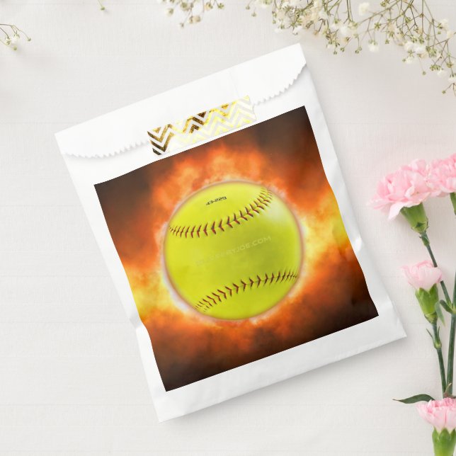 SlipperyJoe's yellow softball fireball flames rasp Favour Bag (Sealed)