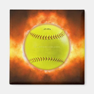 SlipperyJoe's yellow softball fireball flames rasp Magnet