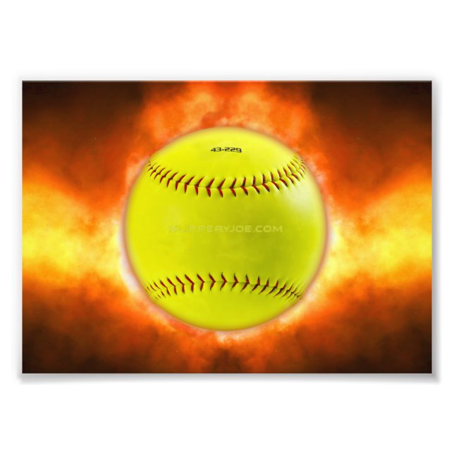 SlipperyJoe's yellow softball fireball flames rasp Photo Print (Front)