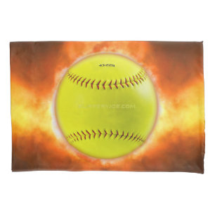 SlipperyJoe's yellow softball fireball flames rasp Pillowcase