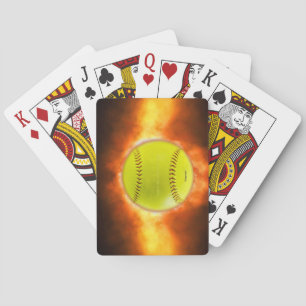 SlipperyJoe's yellow softball fireball flames rasp Playing Cards