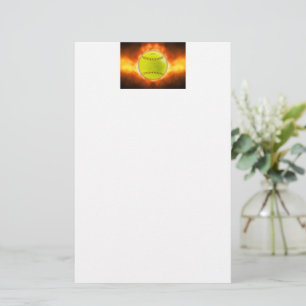 SlipperyJoe's yellow softball fireball flames rasp Stationery