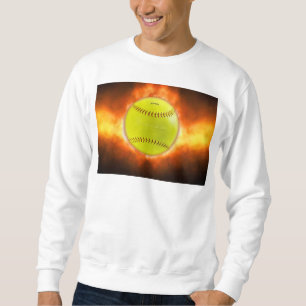 SlipperyJoe's yellow softball fireball flames rasp Sweatshirt