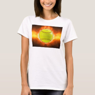 SlipperyJoe's yellow softball fireball flames rasp T-Shirt