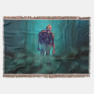SlipperyJoe's zombie woods Halloween misty trees b Throw Blanket