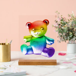 SlipperyL'ours en peluche brossé de Joe gra arc-en