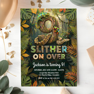 Slither On Over 9th Birthday Reptile Invitation