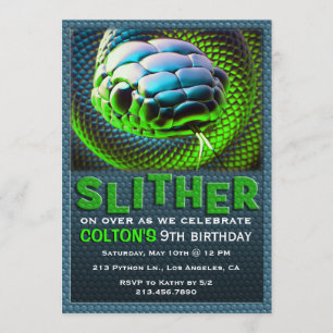 Slither Snake Green Reptile Invitation Anniversair