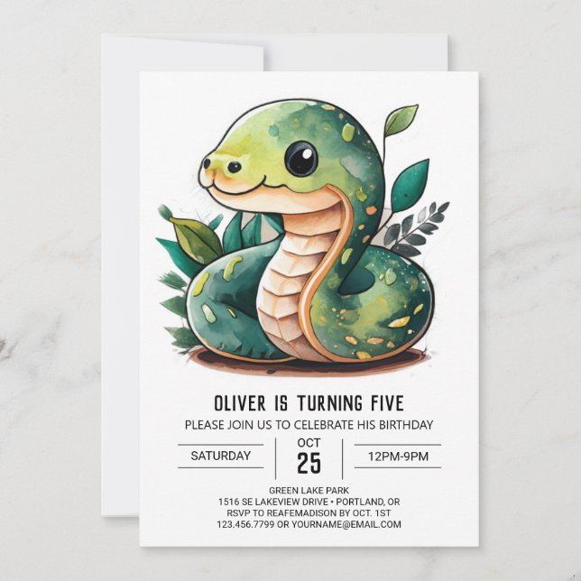 Slithering Wonderland Invitation d'anniversaire (Devant)