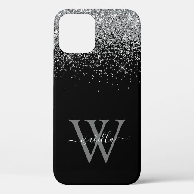 Sliver Black Glitter Script Name Case-Mate Case-Mate iPhone Case (Back)