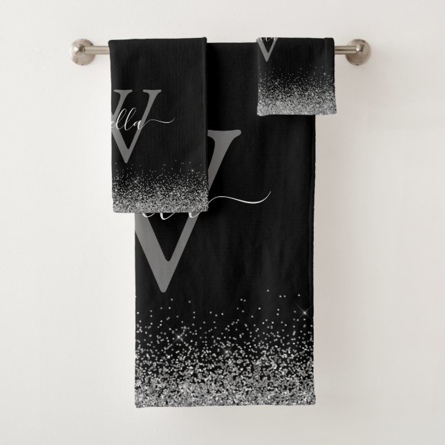 Sliver Black Parties scintillant Élégant Nom de sc (En situation)