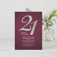 Sliver Glitter 21st Birthday Party Burgundy