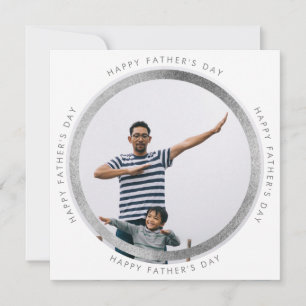 Sliver Modern Circle Happy Father's Day Photo Announcement