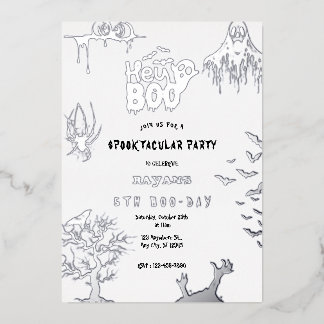 Sliver Spooky Hey Boo Kids Halloween Birthday 