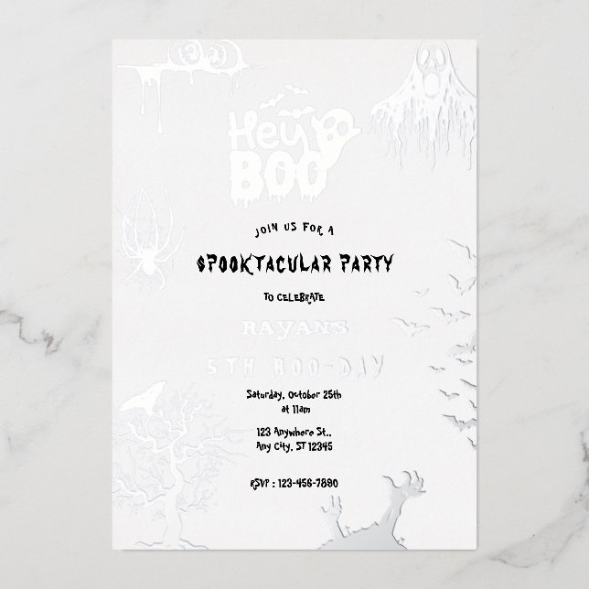 Sliver Spooky Hey Boo Kids Halloween Birthday  (Front)