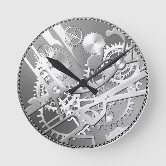 Sliver steampunk watch gears round clock (Front)