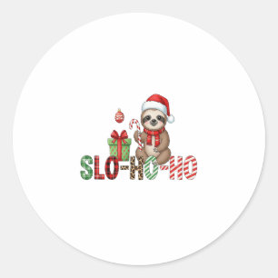 Slo Ho Ho Xmas Sloth 2 Classic Round Sticker