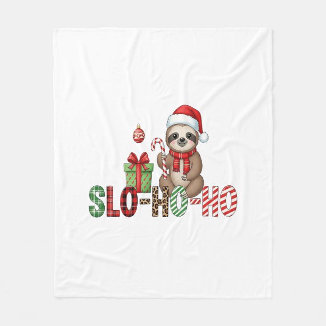 Slo Ho Ho Xmas Sloth Fleece Blanket (Front)
