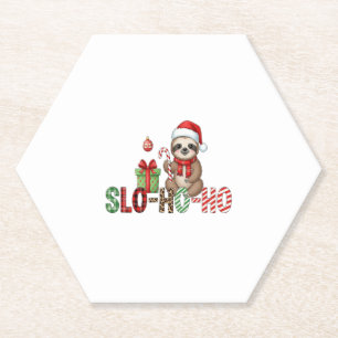Slo Ho Ho Xmas Sloth Paper Coaster