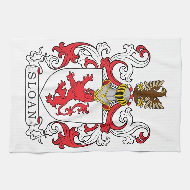 Sloan Family Crest Kitchen Towel (Horizontal)