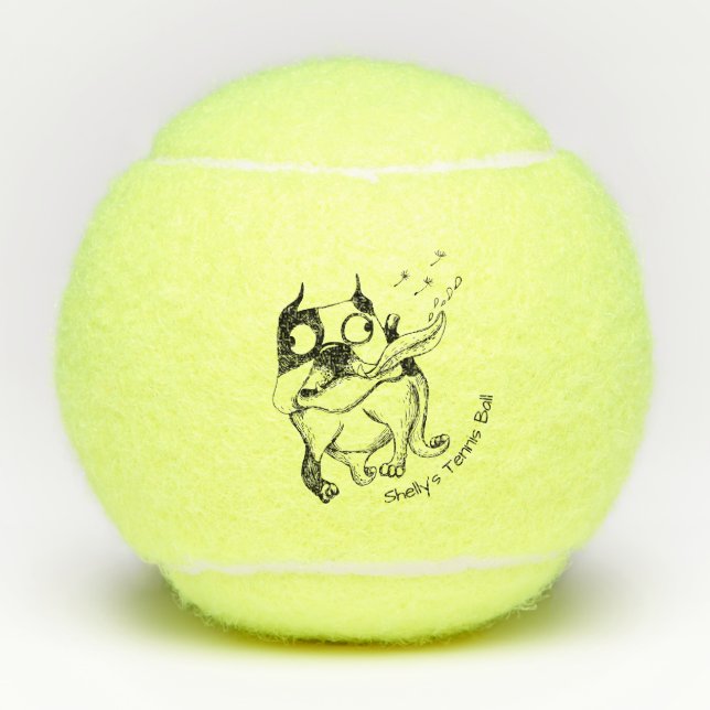 Slobbering Boston Terrier Penn Tennis Balls (Front)